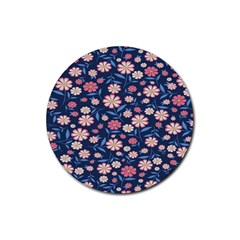 Flowers Pattern Rubber Coaster (round) by Sparkle