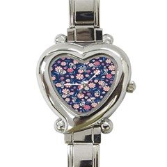 Flowers Pattern Heart Italian Charm Watch by Sparkle