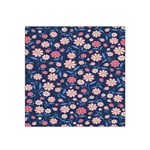 Flowers Pattern Satin Bandana Scarf Front