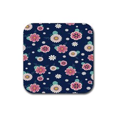 Flowers Pattern Rubber Coaster (square) by Sparkle