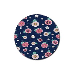 Flowers Pattern Rubber Coaster (round) by Sparkle