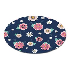 Flowers Pattern Oval Magnet by Sparkle