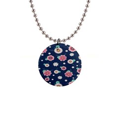 Flowers Pattern 1  Button Necklace by Sparkle