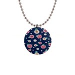 Flowers Pattern 1  Button Necklace Front