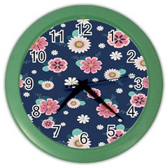 Flowers Pattern Color Wall Clock by Sparkle