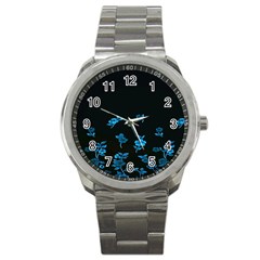 Flowers Pattern Sport Metal Watch by Sparkle