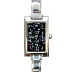 Flowers Pattern Rectangle Italian Charm Watch by Sparkle