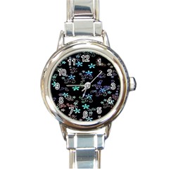 Flowers Pattern Round Italian Charm Watch by Sparkle