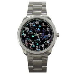 Flowers Pattern Sport Metal Watch by Sparkle