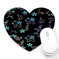 Flowers Pattern Heart Mousepads by Sparkle