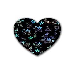 Flowers Pattern Rubber Coaster (heart) by Sparkle