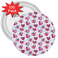 Funny Hearts 3  Buttons (100 Pack)  by SychEva