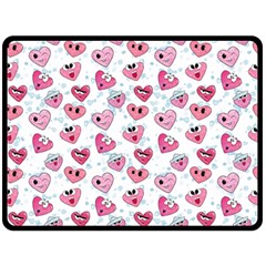 Funny Hearts Fleece Blanket (large)  by SychEva