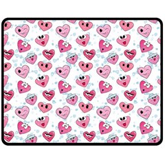 Funny Hearts Double Sided Fleece Blanket (medium)  by SychEva