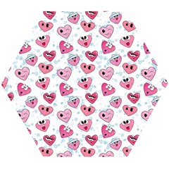 Funny Hearts Wooden Puzzle Hexagon by SychEva