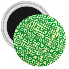 Liquid Art Pouring Abstract Seamless Pattern Lover Green Maze 3  Magnets by artico