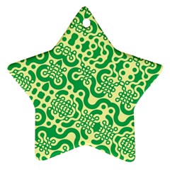 Liquid Art Pouring Abstract Seamless Pattern Lover Green Maze Ornament (star)