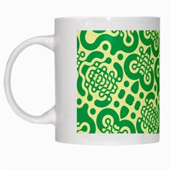 Liquid Art Pouring Abstract Seamless Pattern Lover Green Maze White Mugs by artico