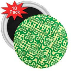 Liquid Art Pouring Abstract Seamless Pattern Lover Green Maze 3  Magnets (10 Pack)  by artico