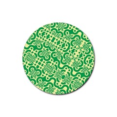 Liquid Art Pouring Abstract Seamless Pattern Lover Green Maze Rubber Coaster (round) by artico