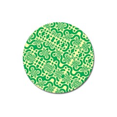 Liquid Art Pouring Abstract Seamless Pattern Lover Green Maze Magnet 3  (round)