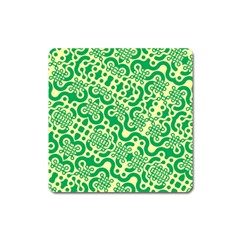 Liquid Art Pouring Abstract Seamless Pattern Lover Green Maze Square Magnet by artico