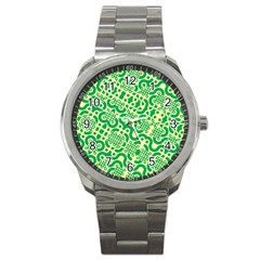 Liquid Art Pouring Abstract Seamless Pattern Lover Green Maze Sport Metal Watch by artico