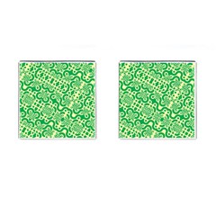 Liquid Art Pouring Abstract Seamless Pattern Lover Green Maze Cufflinks (square) by artico