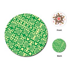 Liquid Art Pouring Abstract Seamless Pattern Lover Green Maze Playing Cards Single Design (round)