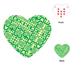 Liquid Art Pouring Abstract Seamless Pattern Lover Green Maze Playing Cards Single Design (heart) by artico