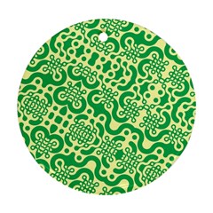 Liquid Art Pouring Abstract Seamless Pattern Lover Green Maze Round Ornament (two Sides) by artico