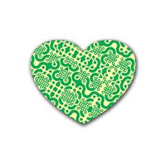 Liquid Art Pouring Abstract Seamless Pattern Lover Green Maze Rubber Coaster (heart) by artico