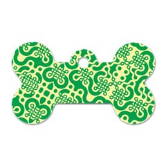 Liquid Art Pouring Abstract Seamless Pattern Lover Green Maze Dog Tag Bone (one Side) by artico