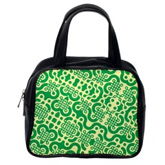 Liquid Art Pouring Abstract Seamless Pattern Lover Green Maze Classic Handbag (one Side) by artico