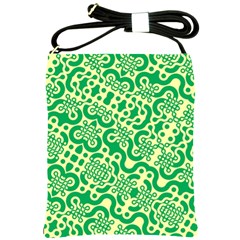 Liquid Art Pouring Abstract Seamless Pattern Lover Green Maze Shoulder Sling Bag by artico