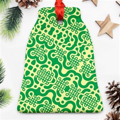 Liquid Art Pouring Abstract Seamless Pattern Lover Green Maze Ornament (bell)