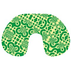 Liquid Art Pouring Abstract Seamless Pattern Lover Green Maze Travel Neck Pillow by artico