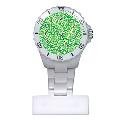 Liquid Art Pouring Abstract Seamless Pattern Lover Green Maze Plastic Nurses Watch by artico