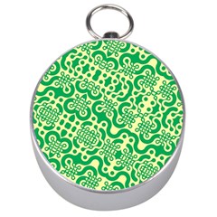 Liquid Art Pouring Abstract Seamless Pattern Lover Green Maze Silver Compasses by artico