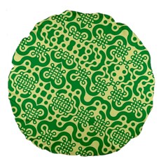 Liquid Art Pouring Abstract Seamless Pattern Lover Green Maze Large 18  Premium Flano Round Cushions by artico