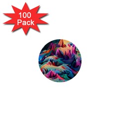 Colorful Mountains 1  Mini Buttons (100 Pack)  by Dazzleway