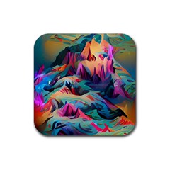 Colorful Mountains Rubber Coaster (square) by Dazzleway