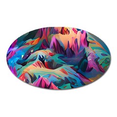 Colorful Mountains Oval Magnet by Dazzleway