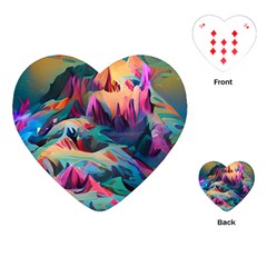 Colorful Mountains Playing Cards Single Design (heart)