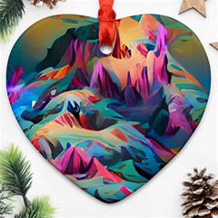 Colorful Mountains Heart Ornament (two Sides)