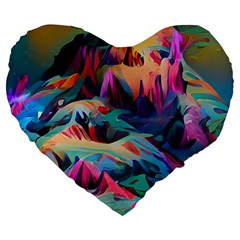 Colorful Mountains Large 19  Premium Heart Shape Cushions by Dazzleway