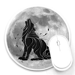 Lobo-lunar Round Mousepads by mundodeoniro