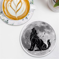 Lobo-lunar Uv Print Round Tile Coaster by mundodeoniro