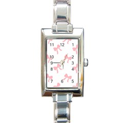 Pink Ribbons Pattern Rectangle Italian Charm Watch by Littlebird