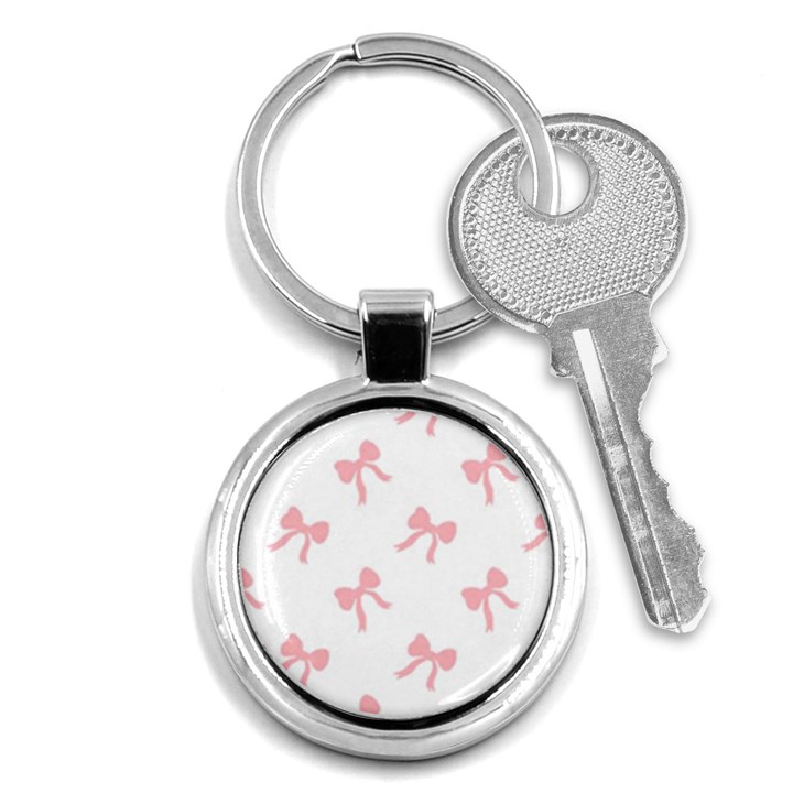 Pink Ribbons Pattern Key Chain (Round)